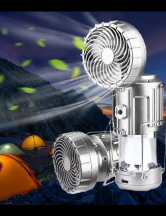 6-in-1 Portable Solar LED Camping Lantern with Fan & Flashlight