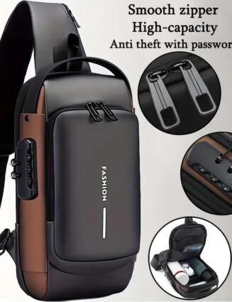 Lockable Men’s Sling Backpack with USB Charging