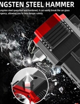 High-Power LED Torch Light Rechargeable Flashlight With Multifunctional Tactical Hammer And Power Bank Feature With Box