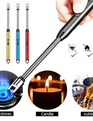 360° Outdoor Kitchen Lighter – USB Rechargeable Electronic Arc Lighter with Flexible Neck, Safety Lock,